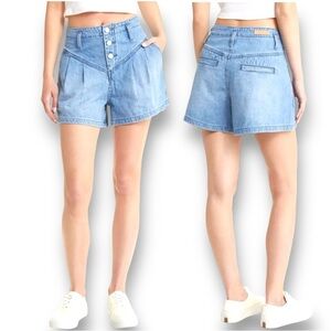 NWT BLANKNYC Womens Denim High Rise Pleated Cotton Shorts Size 28